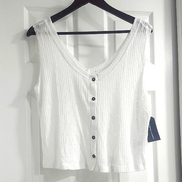 ❤️NWT❤️ Melrose and Market White Ribbed Button-Front Tank Top - Picture 1 of 9